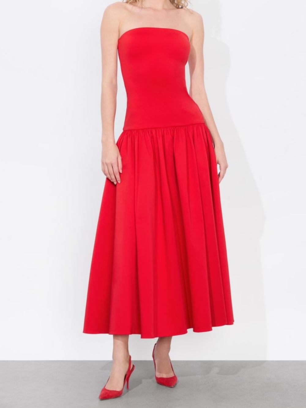 Alice + Olivia Oriana Revolve Drop Waist Maxi Dress in Bright Ruby Size 0 NWT